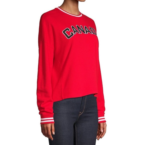 HBC | Varsity Canada French Terry Crop Sweatshirt - Picture 1 of 9